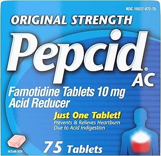 Pepcid AC Original Strength, 10 mg Famotidine for Heartburn Prevention & Relief, 75 ct