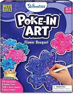 Skillmatics Poke-in Art - Flower Bouquet, DIY Wood Craft Kit, Mother’s Day Gift, Mess-Free Creative Play for Girls and Boys Ages 4, 5, 6, 7, 8, 9, Fine Motor Skills