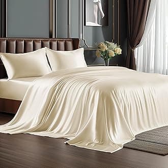 BEDELITE Satin Sheets Twin Size Bed Set, Luxury Soft Beige Silky Sheets for Hair and Skin, Similar to Silk Bed Sheets Set 3 Pieces with 1 Deep Pocket Fitted Sheet, 1 Flat Sheet, and 1 Pillowcase