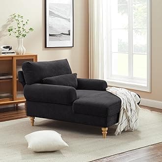 Modern Chaise Lounge Chair with Adjustable Backrest, Upholstered Indoor Leisure Sofa Recliner, Chair Sleeper for Bedroom, Living Room, Study Room, Office, Black