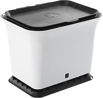 Full Circle Fresh Air Odor-Free Kitchen Compost Bin, Back and White