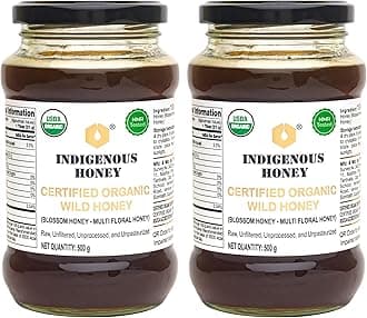Raw Organic Honey Unprocessed Unfiltered Unpasteurized Pure Natural Original Honey - 530 Grams Glass Jar (Pack of 2)