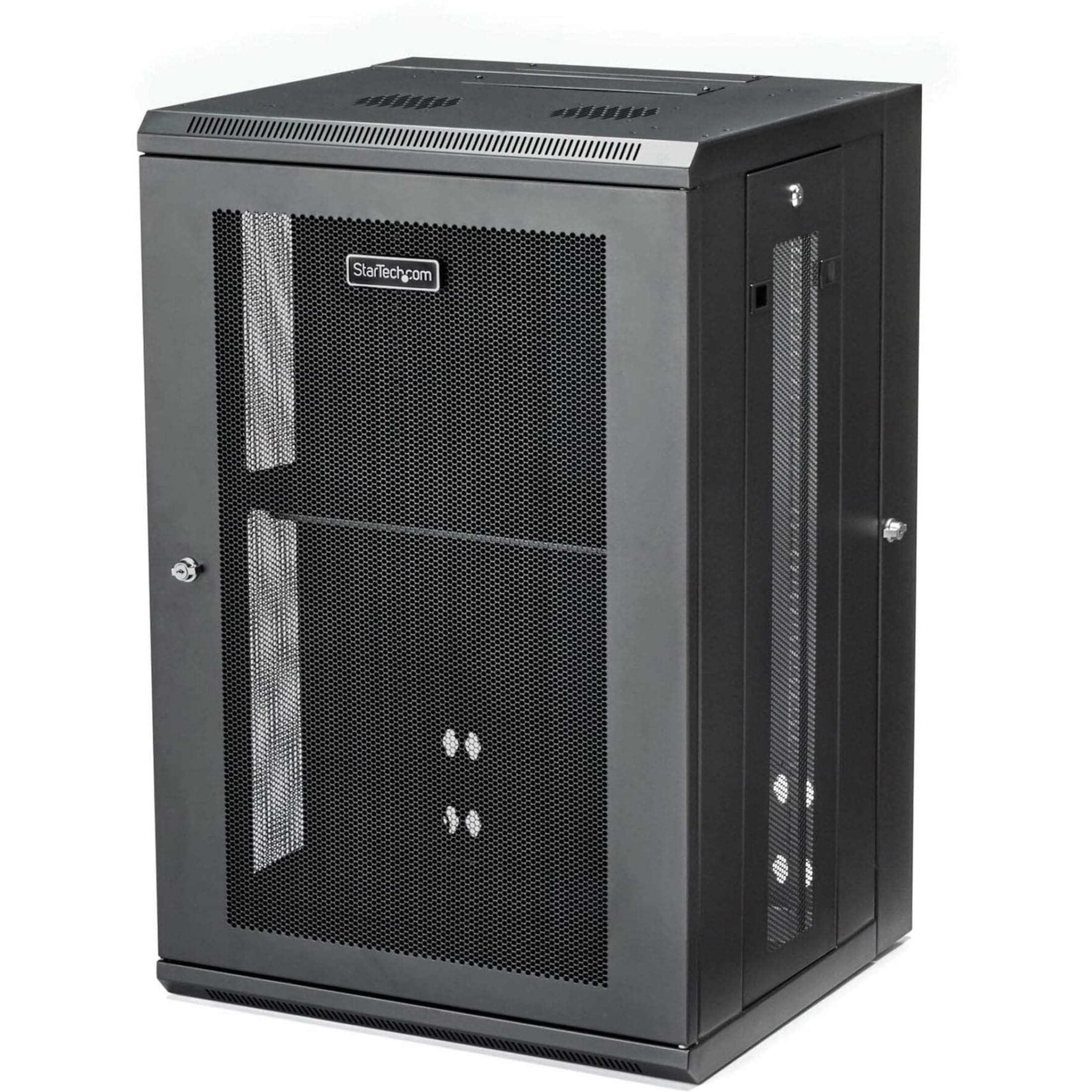 StarTech 4-Post 18U Wall Mount Network Cabinet w/ 1U Shelf, 19" Wall-Mounted Server Rack Kit for IT / Data Computer Equipment, Ships Fully Assembled
