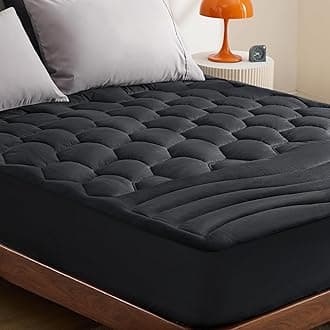 Bedsure Black Full Size Mattress Pad - Quilted Fitted Mattress Topper Protector with 8-21 Inches Deep Pocket, Noiseless Breathable Bed Cover Padded, Machine Washable, Black, 54x75 Inches