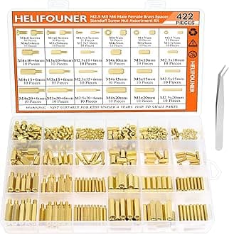 HELIFOUNER 422 Pieces M2.5 M3 M4 Male Female Hex Brass Spacers Standoffs Screws Nuts Assortment Kit, Threaded Pillar for Printed Circuit Board Motherboard