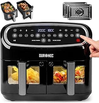 AF24 Dual Air Fryer, 10L Large Capacity Digital Air Fryer with Dual Zone Baskets, 10 Cooking Presets, Sync Cook & Finish, 2400W Fast Cooking, Viewing Window, Dishwasher-Safe – Family Size