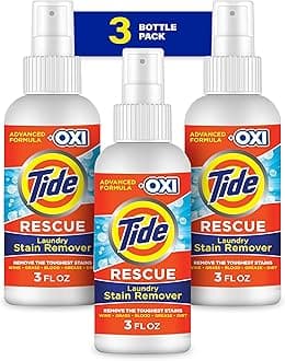Tide Laundry Stain Remover Spray with Oxi, Travel Stain Remover for Clothes, Carpet, Upholstery, Pet Bedding, Stain Treater Spray for Tough Stains from Wine, Coffee, Grease, 3 Oz (Pack of 3)