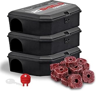 ROSHIELD - 3 PACK Mouse Poisoning Bait Box Kit | Single Feed Mice Killer | indoor/Outdoor Fast & Safe Infestation Control | READY -TO USE, Super Strength Brodifacoum Mice killer