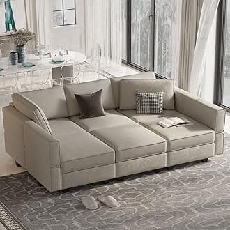 Modular Velvet Sectional Sofa with Chaise Lounge Sectional Sleeper Sofa with Storage Chaise Bed Couch for Living Room Grey