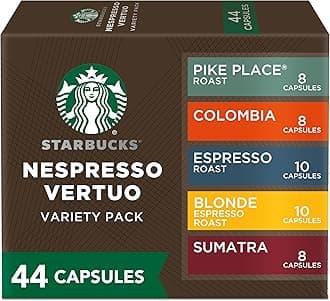 by Nespresso Vertuo, Favorite Variety Pack Coffee & Espresso, 44-count Coffee and Espresso Pods, Brews 7.8 oz and 1.35 oz.