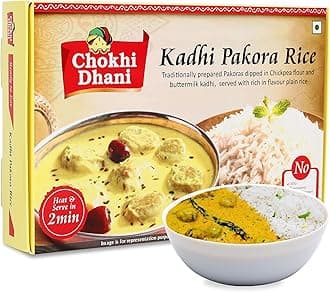Chokhi Dhani Kadhi Pakora with Rice, Ready to Eat Authentic Kadhi Chawal Meal, Instant Premix, Home Style Food Ready in 2 Minutes, Just Heat on Microwave, Stove Top or Hot Water (Pack of 1, 360g)