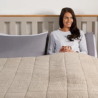 Brentfords Teddy Fleece Weighted Blanket 6kg Natural, Gifts for Women Men Winter Blanket Sleep Therapy Anxiety Relief for Adults, Single 125 x 180cm (Disclaimer:Only suitable for age 3+years)