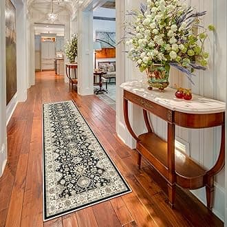 TOPRUUG Washable Runner Rug 2x7 Hallway Runner Rug Non Slip Runner Rugs with Rubber Backing Soft Kitchen Farmhouse Distressed Carpet for Living Room Bedroom Bathroom