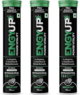- Power Vitality Booster for Men | Strength, Energy & Stamina Boosters | Ashwagandha, Safed Musli, Ginseng, Arginine, Carnitine | 45 Effervescent Tablets | MixBerry Flavor