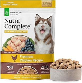 ULTIMATE PET NUTRITION Nutra Complete Raw Freeze-Dried Dog Food, Veterinary Formulated with Antioxidants, Prebiotics & Amino Acids (1 Pound, Chicken)