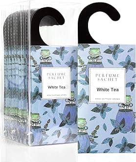 ROSE COTTAGE Large 12 Packs White Tea Hanging Closet Deodorizer Air Freshener Long Lasting Scented Sachets Smell Goods for House