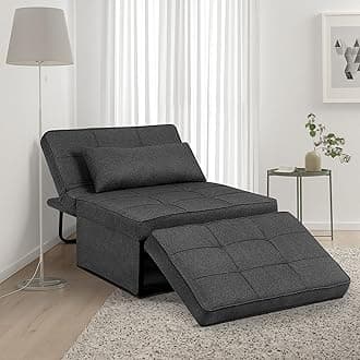 Saemoza Sofa Bed, 4 in 1 Multi Function Folding Ottoman Sleeper Bed, Modern Convertible Chair Adjustable Backrest Sleeper Couch Bed for Living Room/Small Apartment,Deep Grey