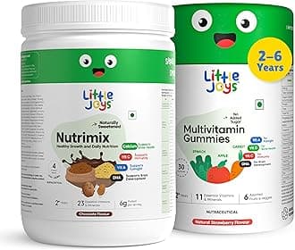 Little Joys Immunity Booster Kit (2-6 years) | Nutrimix (350g) & Multivitamin Gummies (30 Day Pack) | Packed with Ragi, Bajra, Vitamin C & Haldi | Improves Immunity, Gut Health, & Strength