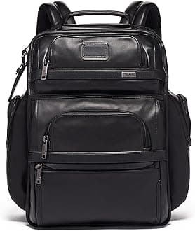 - TUMI - Alpha Brief Pack - Men's and Women's Work and Travel Laptop Backpack with Padded Adjustable Strap - Fits Up to 15" Screen - Black Leather