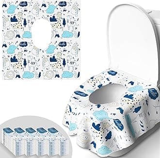 50 PCS Disposable Toilet Seat Covers, Extra Large Portable Potty Seat Covers for Toilet, Bathroom, Toddler & Kid Potty Training Seat Cover, Travel Essentials for Airplane, Trip-Animal
