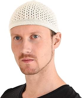 Casualbox | Knit Cotton Skull Cap | Kufi Islam Prayer Hat | Crochet Mesh Skully Beanie | Men's Headwear for All Seasons
