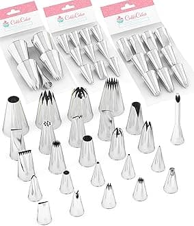 Advance Set of 25 Professional Piping Nozzles (M, L and XL Sizes) Piping Tips for Decorating Cakes, Cupcakes, Icing Compatible with Pastry Bag - Made in Korea