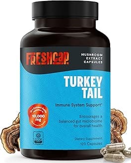 FreshCap Organic Mushroom Capsules Supplement - Fruiting Body Extract (Turkey Tail, 120 Capsules)