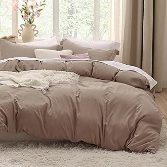 Bedsure Khaki Duvet Cover Queen Size - 3 Pieces Prewashed Cotton-Like Extra Soft Bedding Set, Includes 1 Duvet Cover 90x90 Inches with Zipper Closure & 2 Pillow Shams, Comforter Not Included