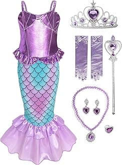 Funna Girls Mermaid Costume Princess Dress Up with Accessories Purple, 4T