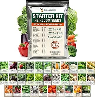 Open Seed Vault |15,000 Heirloom Seeds | 32 Seed Types | Survival Seeds | 2026 Season | Non GMO Vegetable and Fruit Seeds | Planting Outdoor & Indoor Garden