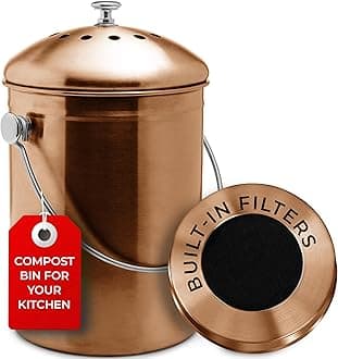 EPICA Countertop Compost Bin Kitchen | 1.3 Gallon | Odorless Composting Bin with Carbon Filters | Indoor Compost Bin with Lid | Stainless Steel Kitchen Composter for Food Scraps & Waste Recycling