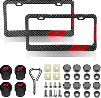 License Plate for Dodge Premium Carbon Fiber Steel License Plate Holder Compatible All Vehicle License Plate Tag Cover Fit Accessories Included