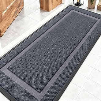 OLANLY Front Door Mat Indoor Outdoor Entrance, Waterproof All-Season, All-Weather Doormat, Sturdy Natural Rubber, Fade Resistant, Low Profile, Easy Clean Patio Porch Entryway Mat, 59x20, Light Grey