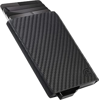 Carbon Fibre Metal Card Holder. RFID Blocking Carbon Fibre Mens Wallet. Card Holder Wallet, Mens Minimalist Slim Metal RFID Blocking Contactless Protector
