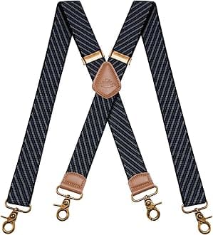 Mens Braces for Trousers with Strong 4 Hook-Clips, Vintage Suspenders Braces for Men & Women Heavy Duty Elastic Adjustable X Shape
