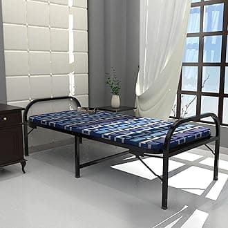 Honey Touch® Metal Folding Bed Single Size with Single Layer Mattress for Sleeping Guest Bed Easily Storable (Black)