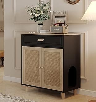 Faceket Cat Litter Box Enclosure - Indoor Litter Box Furniture Hidden with Dr...