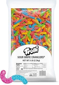 Trolli Sour Brite Crawlers Candy, Gummy Worms Sour Candy, 5 Pound Bulk Bag