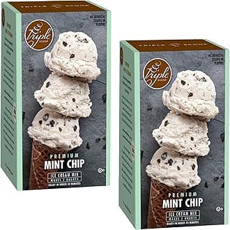 Triple Scoop - Premium Mint Choc Chip (2) Ice Cream Mix For Ice Cream Maker. Simple, Easy, Delicious. From Gourmet Mix To Maker in 5 Minutes, Makes 2 Creamy Qrts, Made in USA (2 Pack, Mint Choc Chip)