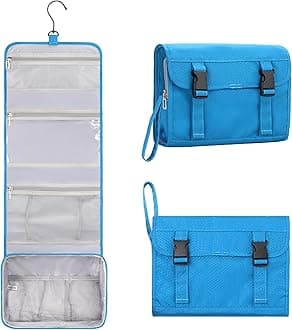 Travel Hanging Toiletry Bag for Women Men Large Capacity Makeup Bag Waterproof Cosmetic Storage Organizer Case for Bathroom Shower (Blue)