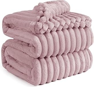 Bed Blankets King Size - Fleece Blanket Fluffy Cosy Warm Blankets, Soft Cute Double Size Throw Gifts for Women and Girls, Pink, 230x270 cm