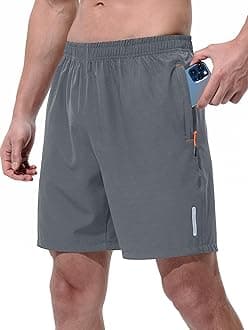 Mens Athletic Shorts Running Shorts Quick Dry Workout Shorts 7"/ 9" Lightweight Gym Basketball Shorts Zipper Pockets