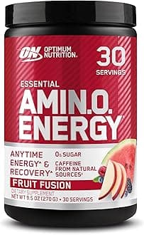 Optimum Nutrition (ON) Amino Energy - Pre Workout With Green Tea, Bcaa, Amino Acids, Keto Friendly, Green Coffee Extract, 0 Grams of Sugar, Anytime Energy Powder - Fruit Fusion, 270 G, 30 Servings