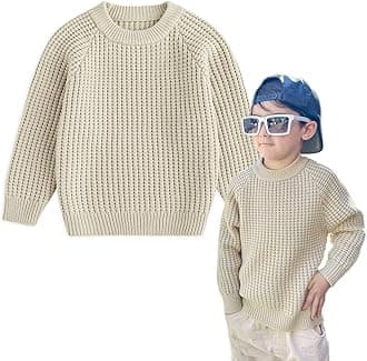 Curipeer Baby Boys' Girls' Cable Knit Sweater Long Sleeve Solid Pullover Toddler Crew Neck Fall