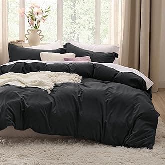 Black Duvet Cover Full Size - 3 Pieces Prewashed Extra Soft Cotton-Like Polyester Bedding Set, Includes 1 Duvet Cover 80x90 Inches with Zipper Closure & 2 Pillow Shams, Comforter Not Included