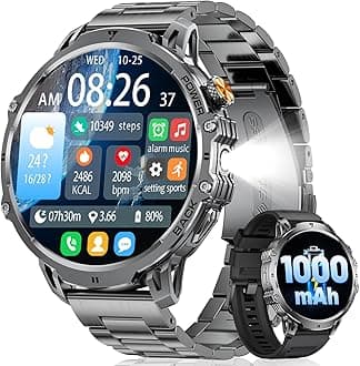 Smart Watch for Men (Answer/Make Call), 1.85" HD-Display 1000mAh Battery Fitness Tracker with LED Flashlight, 100+ Sports Modes/IP68 Waterproof, Sport Smartwatch for Android IOS Black