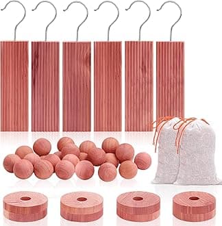 Homode Aromatic Red Cedar Blocks for Clothes and Shoes Storage | Natural Moth Repellant | Cedar Hangers and Balls Included | Value Pack (40 Items and Sandpaper)