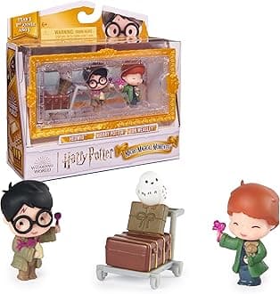 Wizarding World Harry Potter Micro Magical Moments Harry Ron Hedwig and Display Case Set for Kids Ages 6+