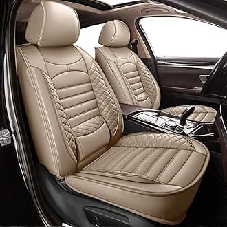 Seat Covers for Kia Seltos 2021 2022 2023 2025 Car Seat Covers Full Set 5 Seats Waterproof Faux Leather Car Seat Cushion Protector Compatible Airbag (Beige)