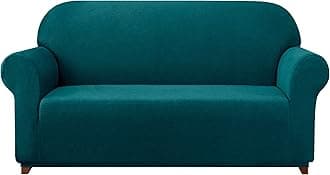 SUBRTEX Stretch Loveseat Sofa Slipcover 2 Piece Sofa Cover 2 Seater Soft Couch Slipcover Washable Furniture Covers, Jacquard Fabric Small Checks(Turquoise,Loveseat)